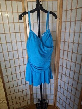 Women's Turquoise Draped Swim Dress